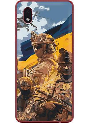 Чехол силиконовый с картинкой на samsung galaxy a01 core (a013) (патриотический, воины всу)