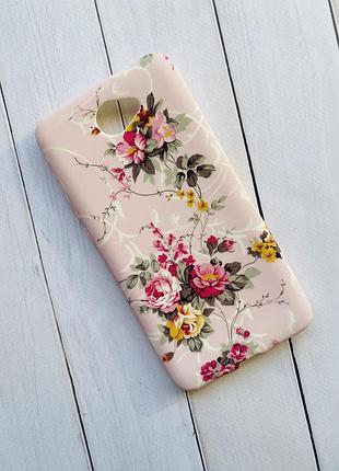 Силиконовый матовый чехол с рисунком для huawei y7-ii 2017 букеты на розовом