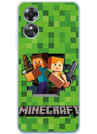 Чехол силиконовый с картинкой на oppo a17 (майнкрафт, minecraft)