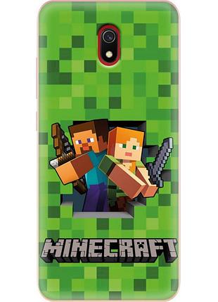 Чехол силиконовый с картинкой на xiaomi redmi 8a (майнкрафт, minecraft)