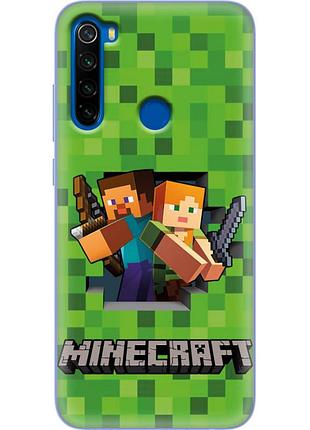 Чохол силіконовий з картинкою на xiaomi redmi note 8t (майнкрафт, minecraft)