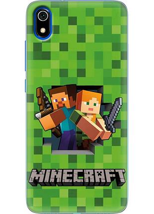 Чохол силіконовий з картинкою на xiaomi redmi 7a (майнкрафт, minecraft)