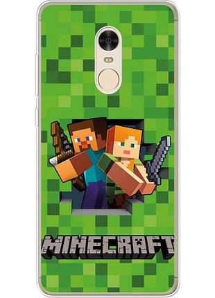Чехол силиконовый с картинкой на xiaomi redmi note 4 (майнкрафт, minecraft)