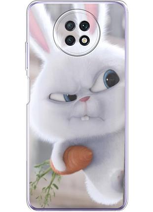 Чехол силиконовый с картинкой на xiaomi redmi note 9t (кролик снежок)