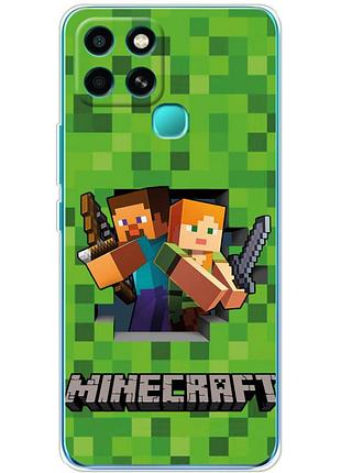 Чехол силиконовый с картинкой на infinix smart 6 (майнкрафт, minecraft)