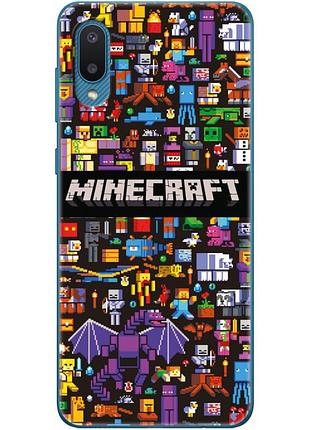 Чехол силиконовый с картинкой на samsung galaxy a02 (a022) (майнкрафт, minecraft)