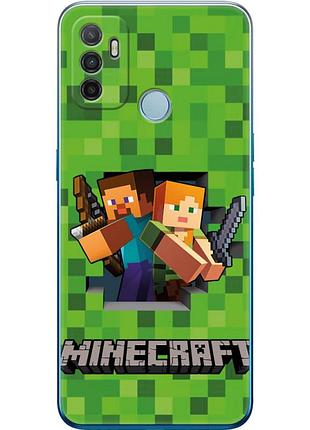 Чехол силиконовый с картинкой на oppo a53 (майнкрафт, minecraft)