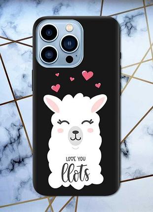 Матовий чохол з чорними боками на apple iphone 13 pro max лама принт 94