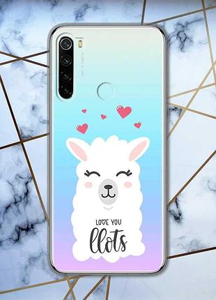 Прозорий чохол на xiaomi redmi note 8 рельєфний дизайн лама принт 94