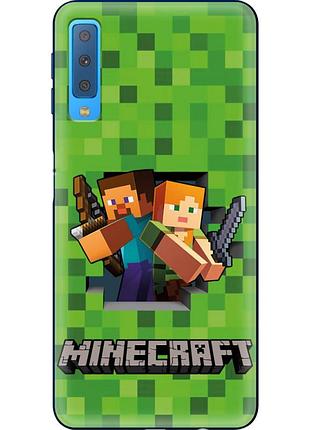Чохол силіконовий з картинкою на samsung galaxy a7 2018 (a750) (майнкрафт, minecraft)