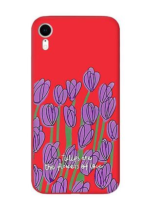 Матовий чохол з червоними боками на apple iphone xr :: тюльпани (принт 265)