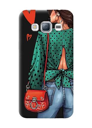 Матовий чохол з чорними боками на samsung galaxy j3/j310 дівчина в зеленому (принт 224)