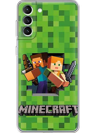 Чехол силиконовый с картинкой на samsung galaxy s22 plus (s906) (майнкрафт, minecraft)