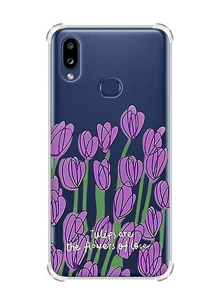 Чехол с утолщенными углами на samsung galaxy a10s/a107 тюльпаны (принт 265)