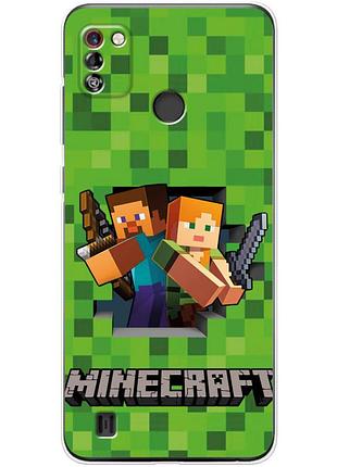 Чохол силіконовий з картинкою на tecno pop 4 pro (майнкрафт, minecraft)