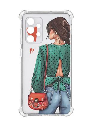 Чехол с утолщёнными углами на oppo a72 5g девушка в зеленом (принт 224)