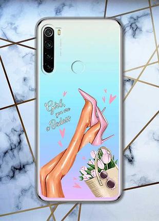 Прозрачный чехол на xiaomi redmi note 8 :: ножки (принт 62)