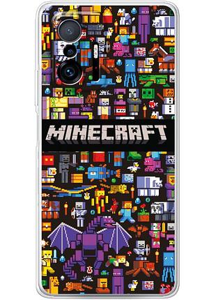 Чехол силиконовый с картинкой на xiaomi 11t pro (майнкрафт, minecraft)