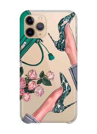 Прозорий чохол на apple iphone 11 pro (5,8) туфельки і квіти (принт 225)