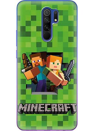 Чехол силиконовый с картинкой на xiaomi redmi 9 (майнкрафт, minecraft)