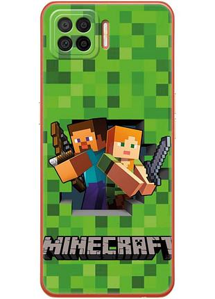 Чехол силиконовый с картинкой на oppo a73 (майнкрафт, minecraft)