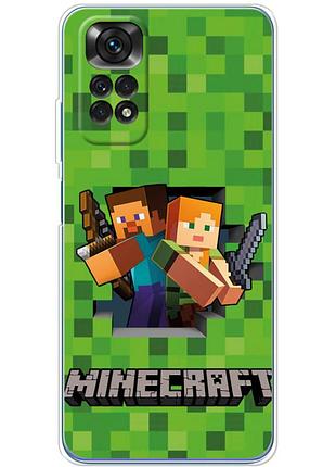 Чохол силіконовий з картинкою на xiaomi redmi note 11s (майнкрафт, minecraft)