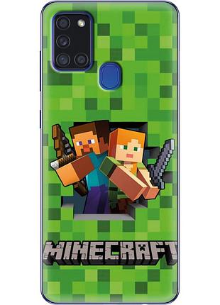 Чехол силиконовый с картинкой на samsung galaxy a21s (a217) (майнкрафт, minecraft)