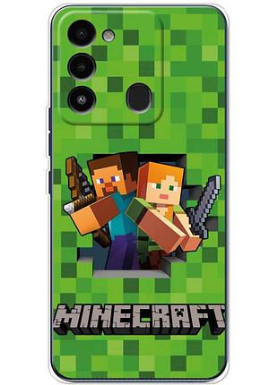 Чехол силиконовый с картинкой на tecno spark 8c (майнкрафт, minecraft)