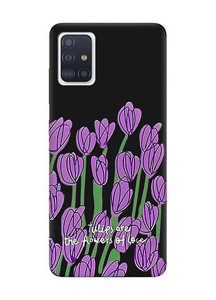 Матовый чехол с черными боками на samsung galaxy a71/a715 тюльпаны (принт 265)