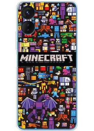 Чехол силиконовый с картинкой на tecno spark 9 pro (майнкрафт, minecraft)