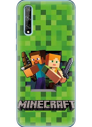 Чехол силиконовый с картинкой на huawei p smart s (майнкрафт, minecraft)