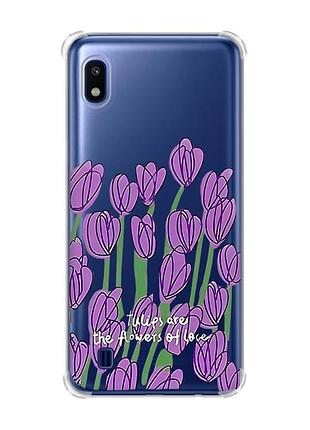Чехол с утолщёнными углами для samsung galaxy a10 (2019)/a105 тюльпаны (принт 265)