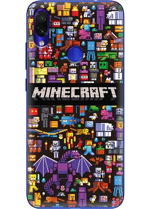 Чохол силіконовий з картинкою на xiaomi redmi note 7 (майнкрафт, minecraft)
