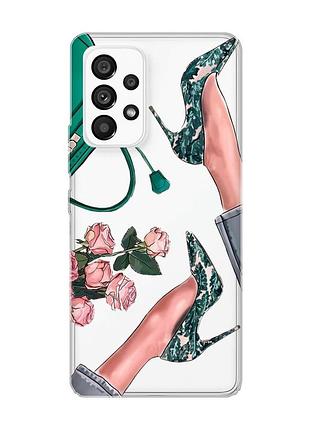 Прозорий чохол на samsung galaxy a53 туфельки і квіти (принт 225)