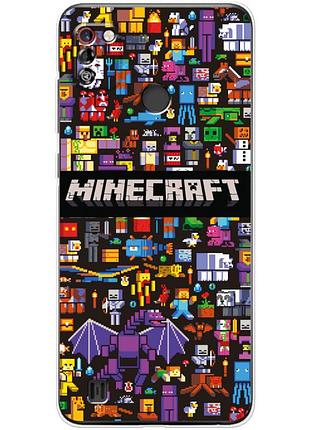 Чохол силіконовий з картинкою на tecno pop 4 pro (майнкрафт, minecraft)
