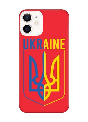 Матовый чехол с красными боками на apple iphone 12/12 pro (6.1) тризуб (принт 254)