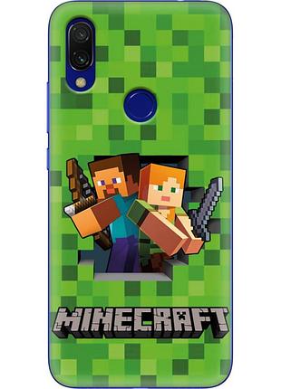 Чехол силиконовый с картинкой на xiaomi redmi 7 (майнкрафт, minecraft)