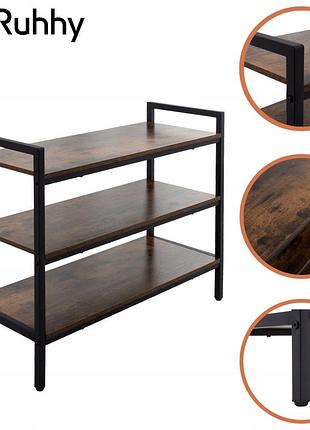 Стеллаж для обуви ruhhy 3-уровневый, металл+mdf, лофт, 79×30×58,5 см