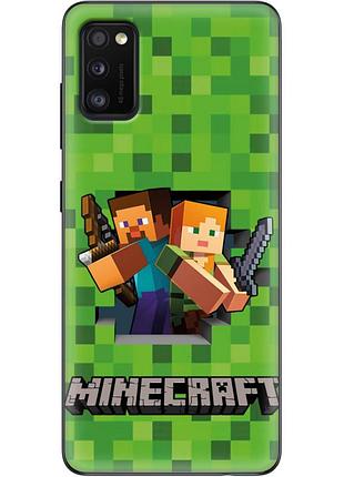 Чехол силиконовый с картинкой на samsung galaxy a41 (a415) (майнкрафт, minecraft)
