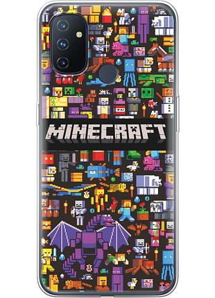 Чехол силиконовый с картинкой на oneplus nord n100 (майнкрафт, minecraft)