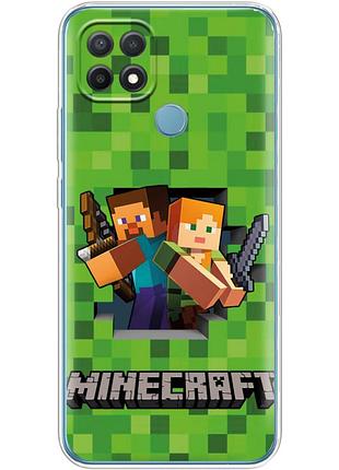 Чохол силіконовий з картинкою на oppo a15 (майнкрафт, minecraft)