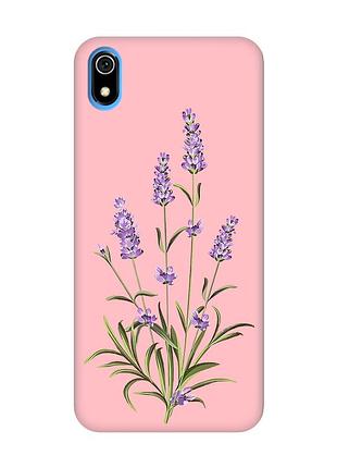 Матовий чохол з рожевими боками на xiaomi redmi 7a :: гілочки лаванди (принт 266)