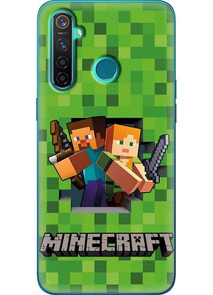 Чехол силиконовый с картинкой на realme 5 pro (майнкрафт, minecraft)