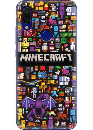Чехол силиконовый с картинкой на xiaomi redmi 7 (майнкрафт, minecraft)