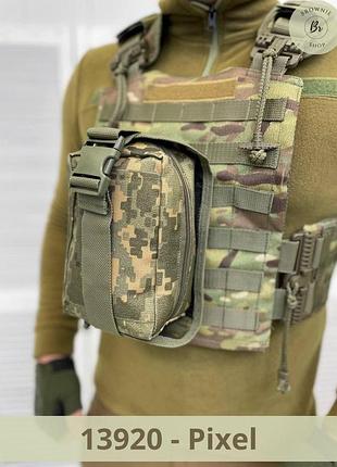 Тактическая сумка под аптечку / военный армейский производный подсумок-аптечка мультикам пиксель (арт.13919-0) pixel