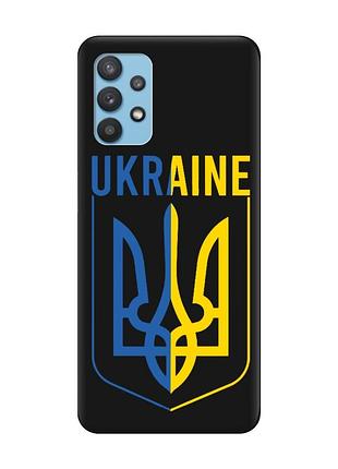 Матовый чехол с черными боками на samsung galaxy a32 тризуб (принт 254)