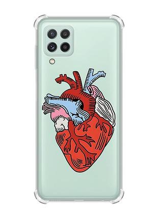 Чехол с утолщёнными углами на samsung galaxy a22 4g/m32/m22 :: сердце анатомическое (принт 250)