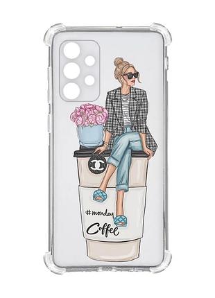 Чохол із потовщеними кутами на oppo a72 5g :: дівчина на каві (принт 228)