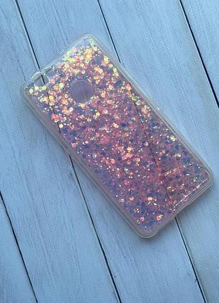 Силиконовый чехол с блестками для huawei nova 2 розовый