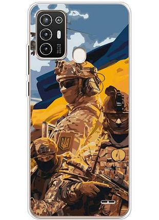 Чехол силиконовый с картинкой на zte blade a52 (патриотический, воины всу)